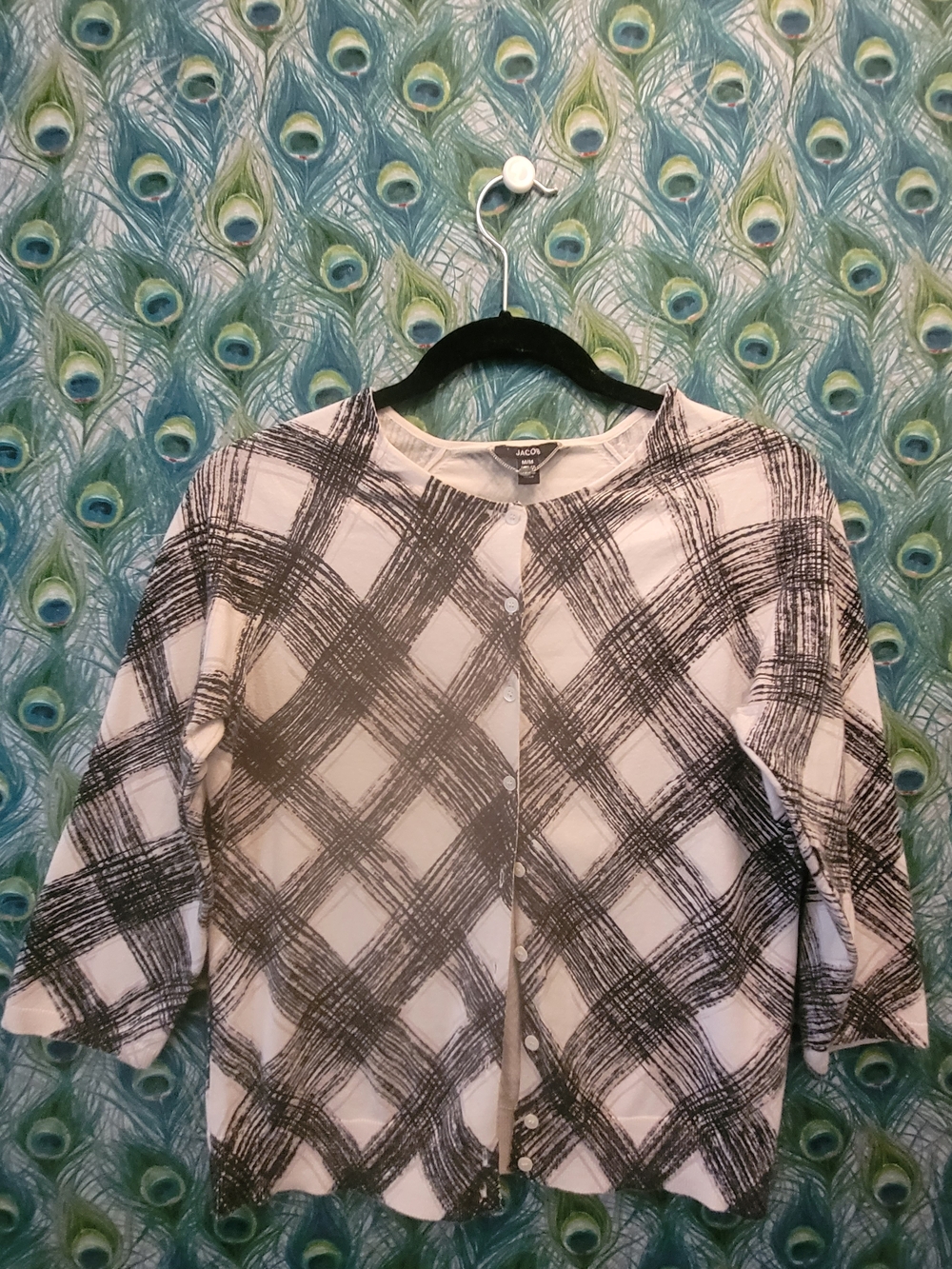 Jacob Black & White Plaid Button Cardigan